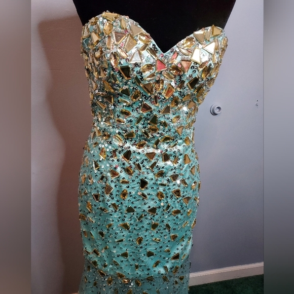 Panoply Size 6 Aqua Sparkly Mermaid Dress - Picture 3 of 12